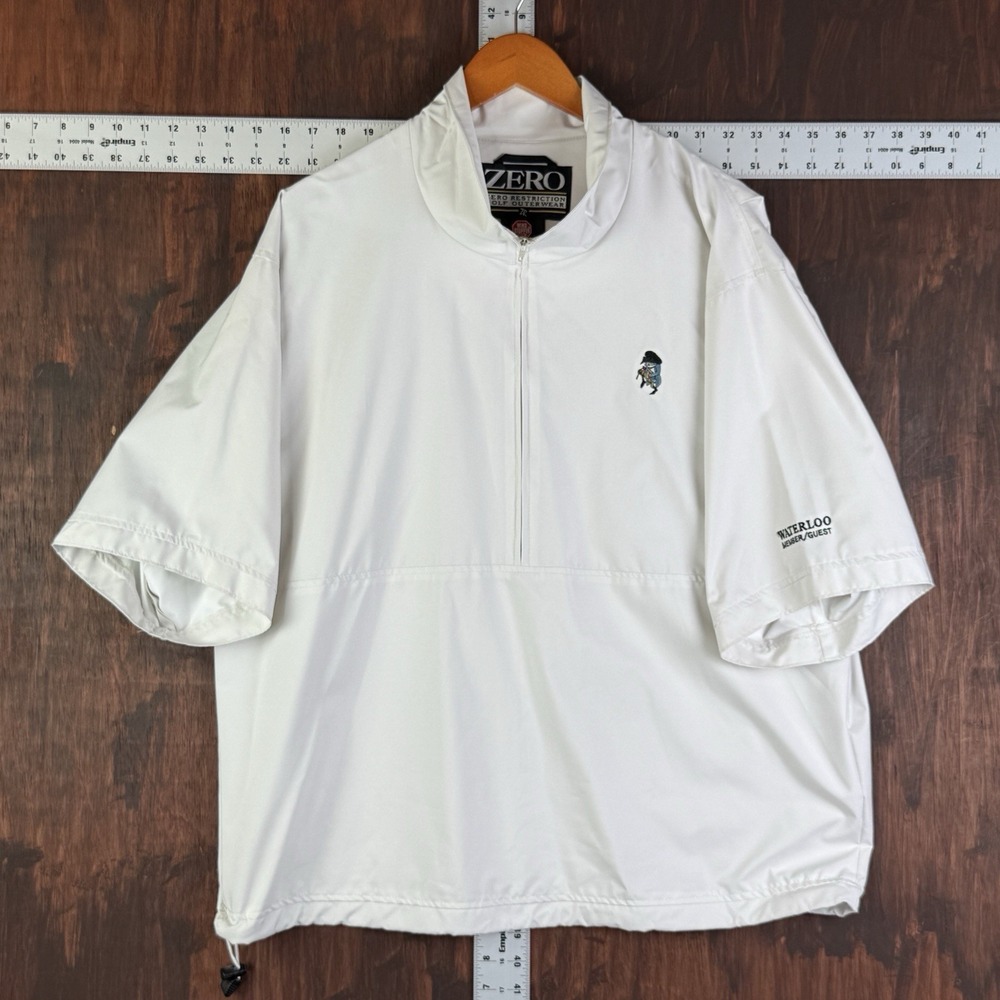 Zero Restriction Windstopper Woven Pullover Golf 1/4 Zip Short Sleeve White Larg